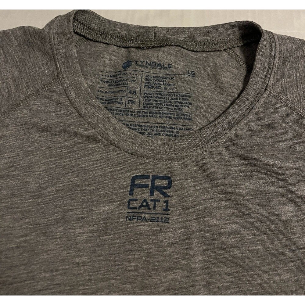 Tyndale FR Fire Resistant Cat 1 NFPA-2112 Short Sleeve Work Gray T-Shirt LARGE
